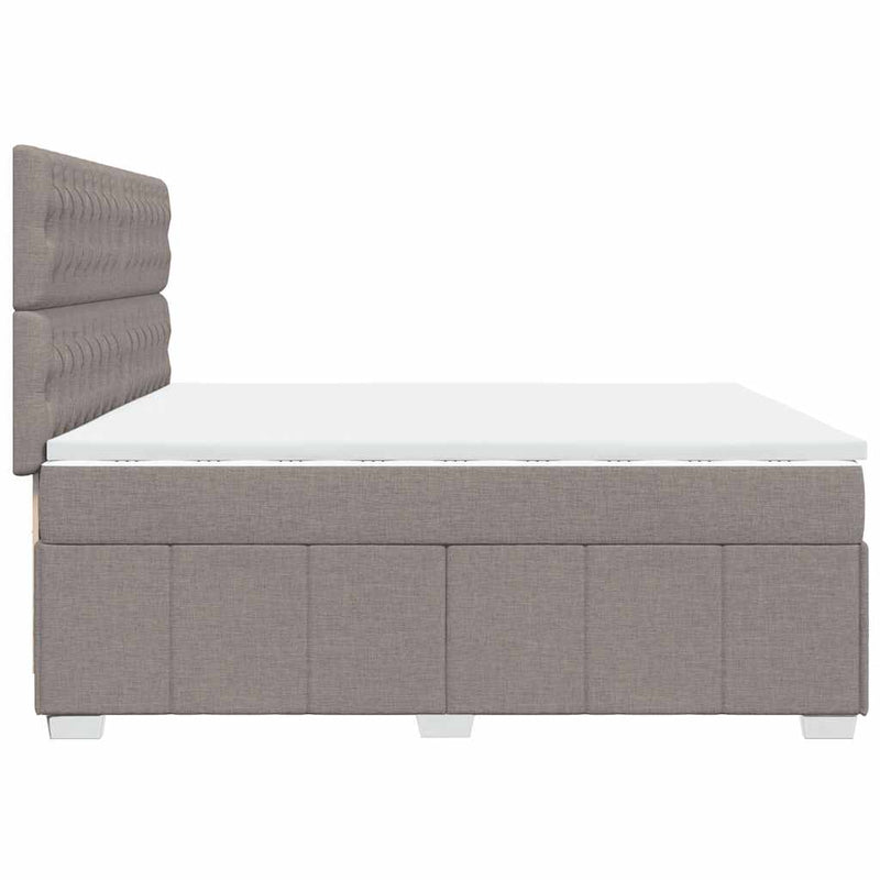 Pat box spring cu saltea, gri taupe, 200x200 cm, textil
