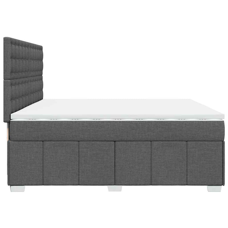 Pat box spring cu saltea, gri închis, 200x200 cm, textil