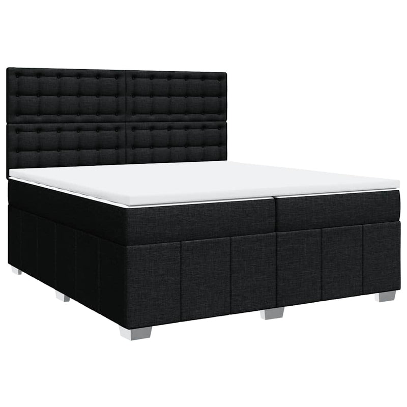 Pat box spring cu saltea, negru, 200x200 cm, textil