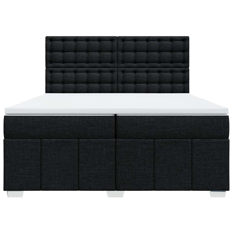 Pat box spring cu saltea, negru, 200x200 cm, textil