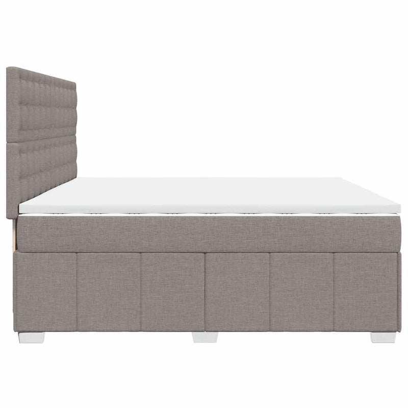 Pat box spring cu saltea, gri taupe, 200x200 cm, textil