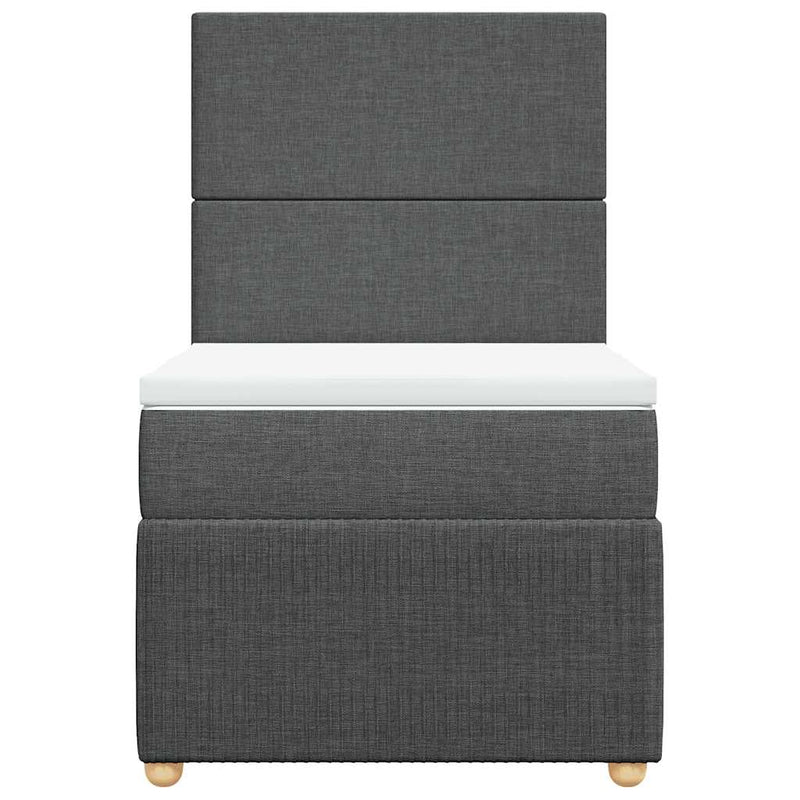 Pat box spring cu saltea, gri închis, 80x200 cm, textil