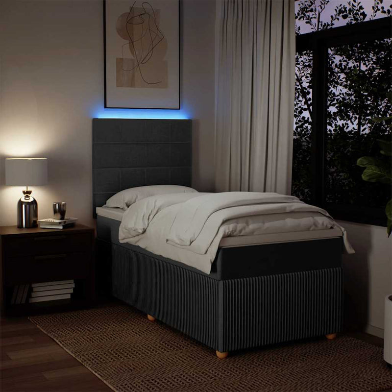 Pat box spring cu saltea, gri închis, 80x200 cm, textil