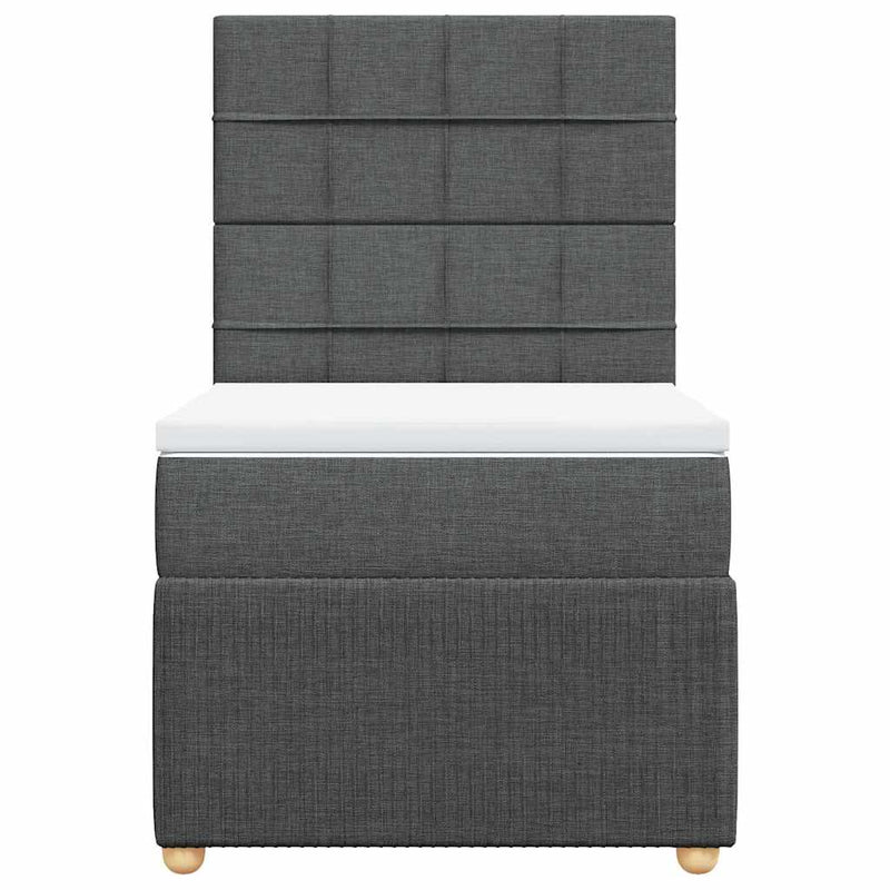 Pat box spring cu saltea, gri închis, 80x200 cm, textil