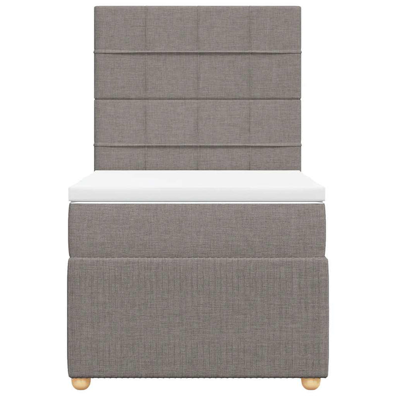 Pat box spring cu saltea, gri taupe, 80x200 cm, textil