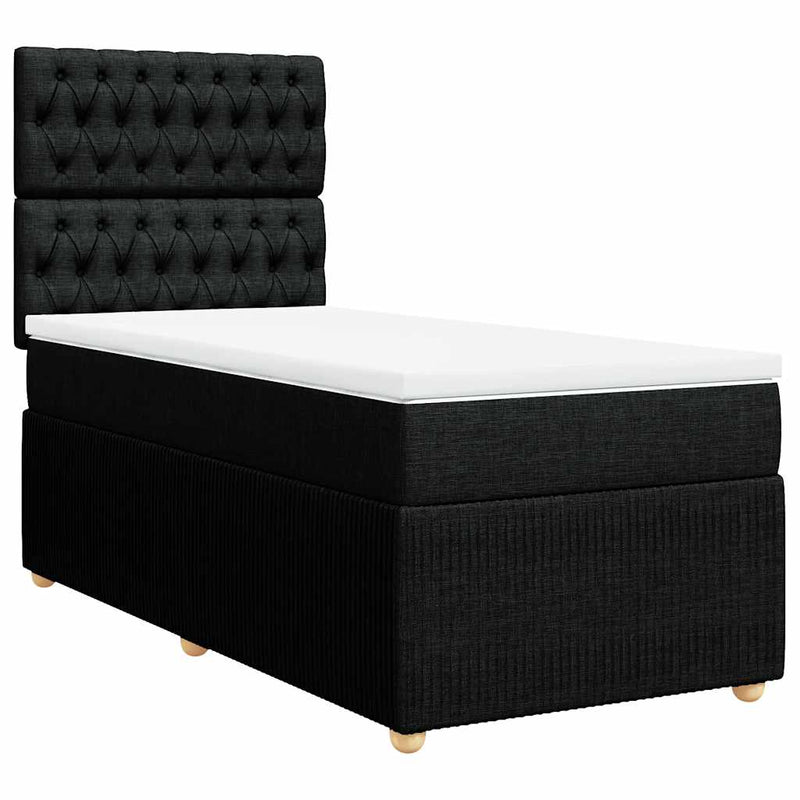 Pat box spring cu saltea, negru, 80x200 cm, textil