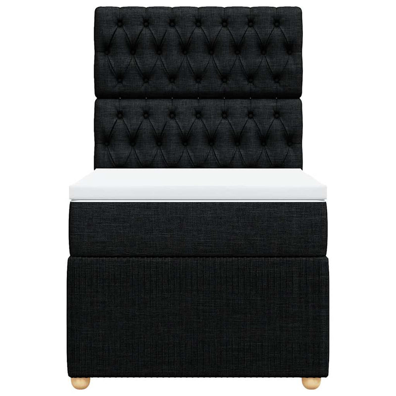 Pat box spring cu saltea, negru, 80x200 cm, textil