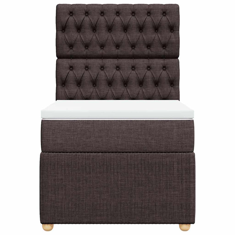 Pat box spring cu saltea, maro închis, 80x200 cm, textil