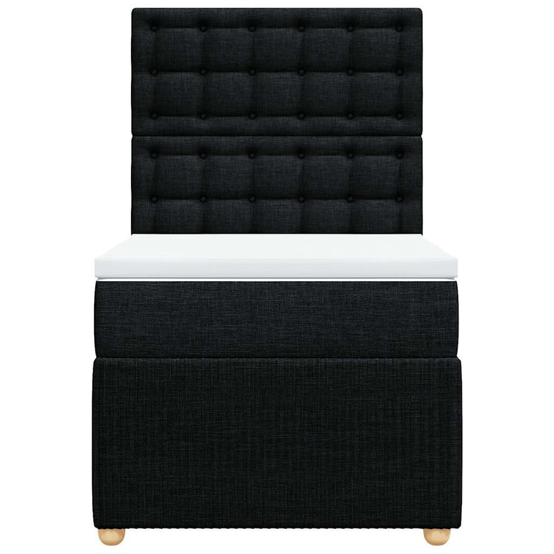 Pat box spring cu saltea, negru, 80x200 cm, textil