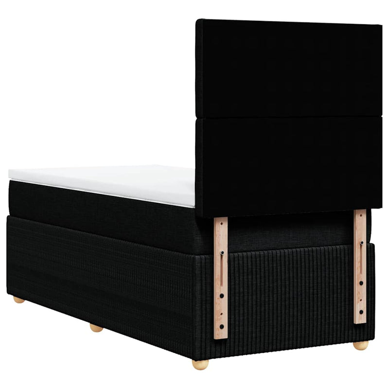 Pat box spring cu saltea, negru, 80x200 cm, textil