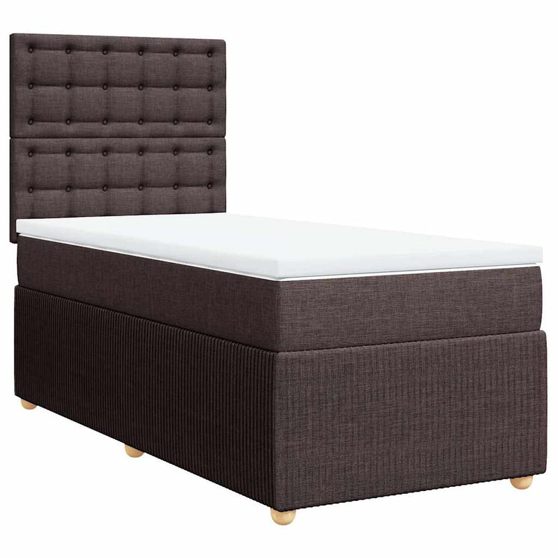 Pat box spring cu saltea, maro închis, 80x200 cm, textil