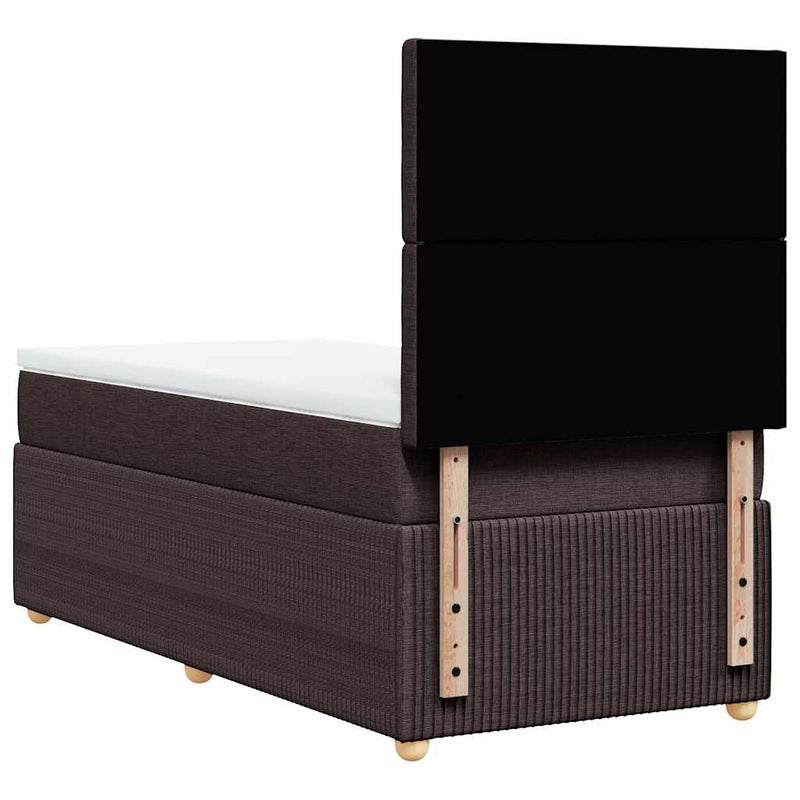 Pat box spring cu saltea, maro închis, 80x200 cm, textil