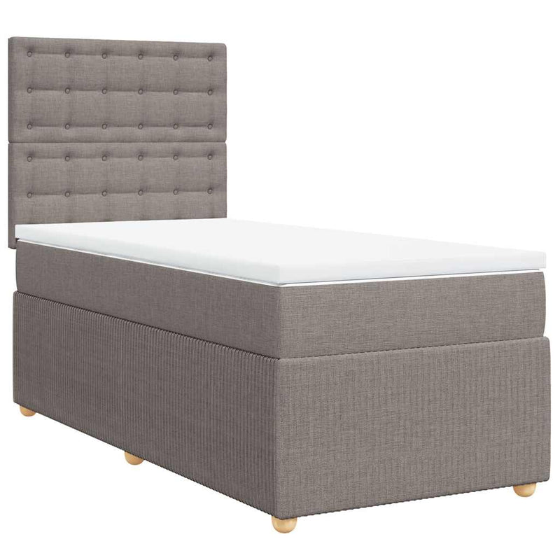 Pat box spring cu saltea, gri taupe, 80x200 cm, textil