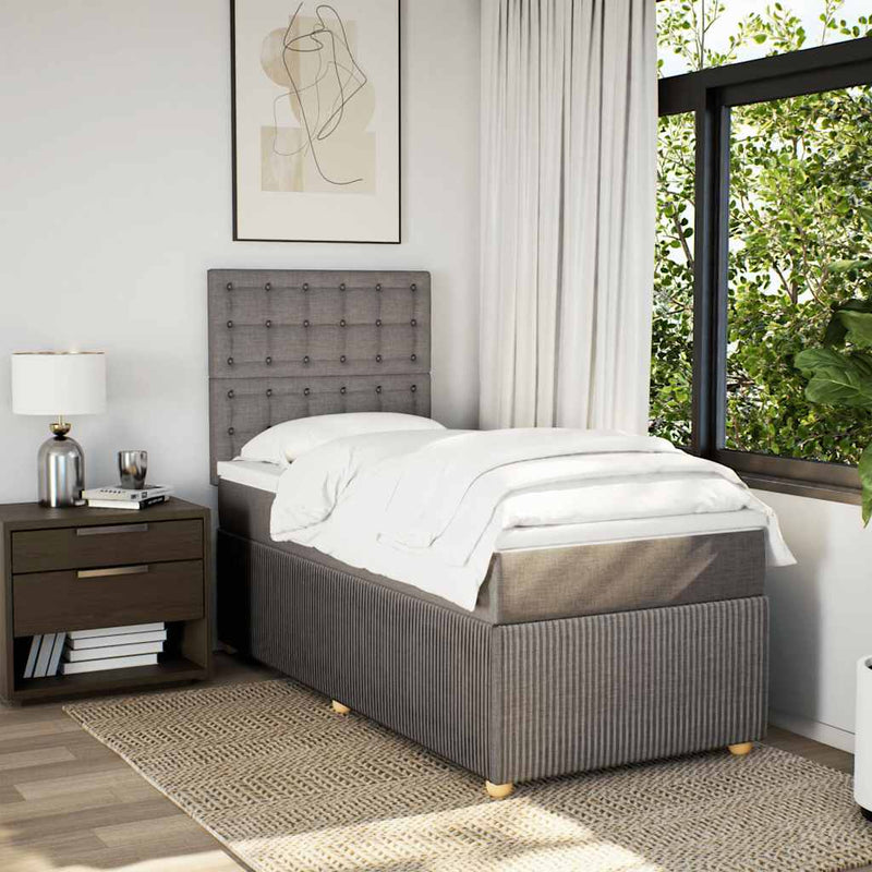 Pat box spring cu saltea, gri taupe, 80x200 cm, textil