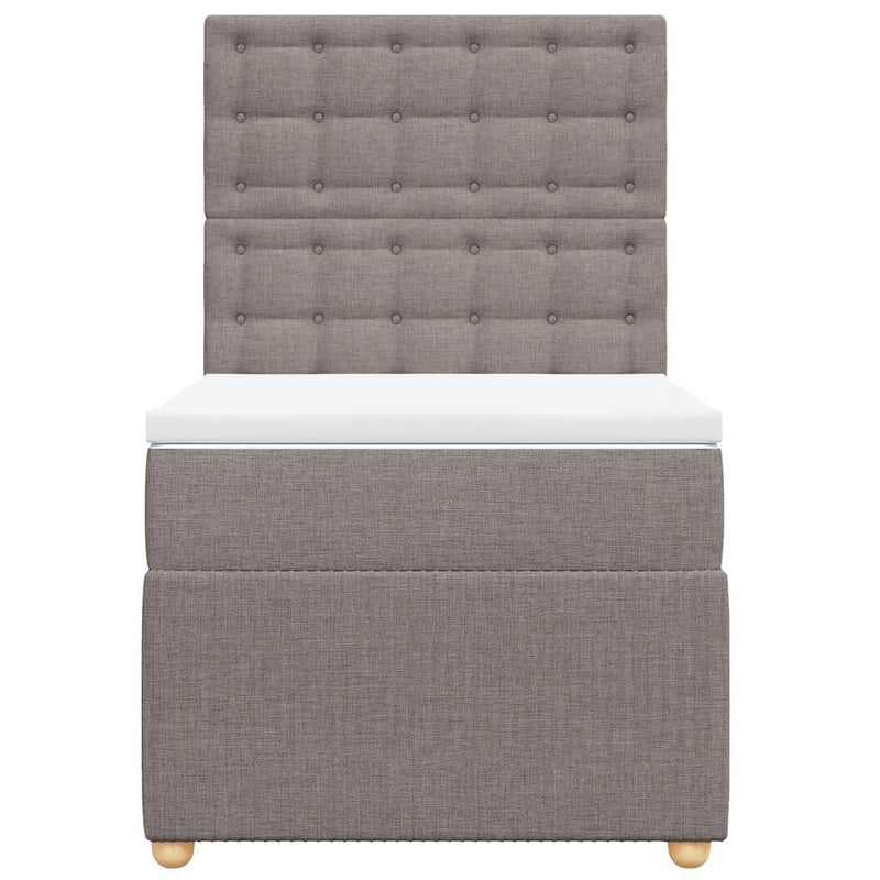 Pat box spring cu saltea, gri taupe, 80x200 cm, textil