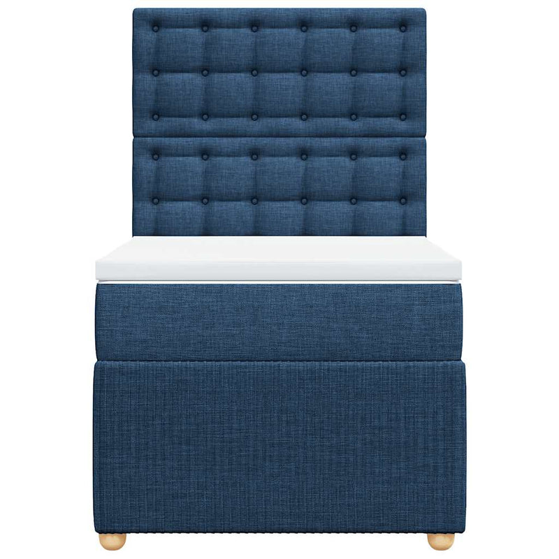 Pat box spring cu saltea, albastru, 80x200 cm, textil