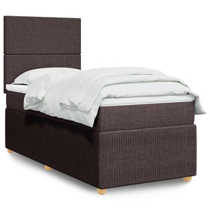 Pat box spring cu saltea, maro închis, 90x190 cm, textil