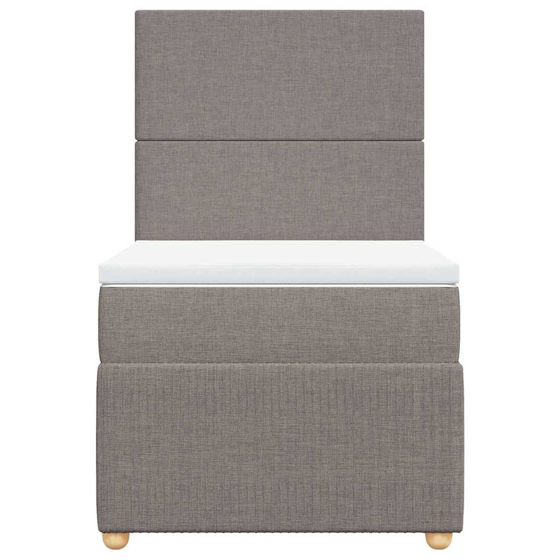 Pat box spring cu saltea, gri taupe, 90x190 cm, textil