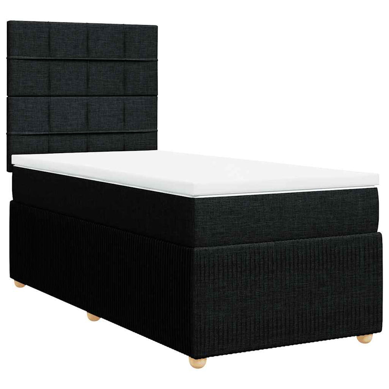 Pat box spring cu saltea, negru, 90x190 cm, textil