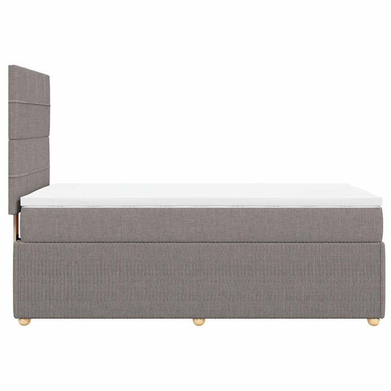 Pat box spring cu saltea, gri taupe, 90x190 cm, textil