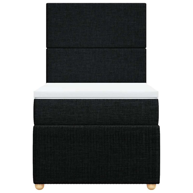 Pat box spring cu saltea, negru, 90x200 cm, textil