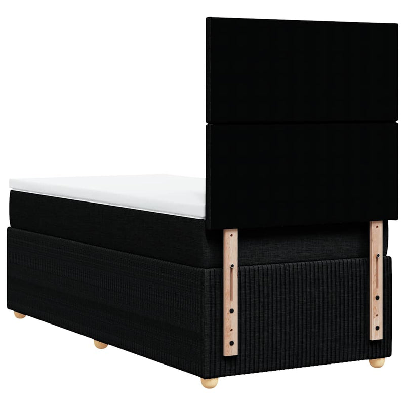 Pat box spring cu saltea, negru, 90x200 cm, textil