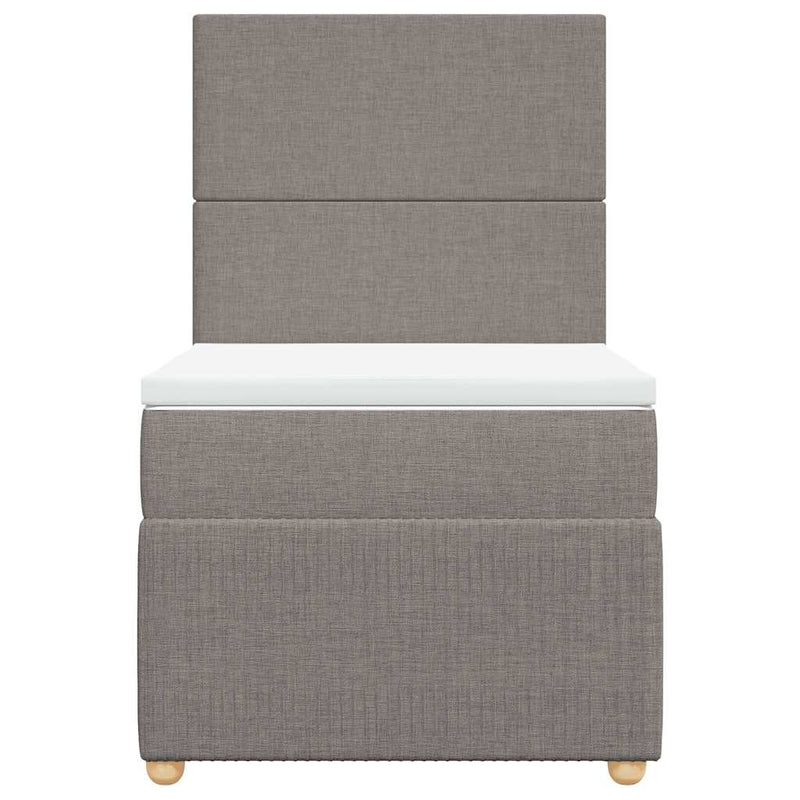 Pat box spring cu saltea, gri taupe, 90x200 cm, textil