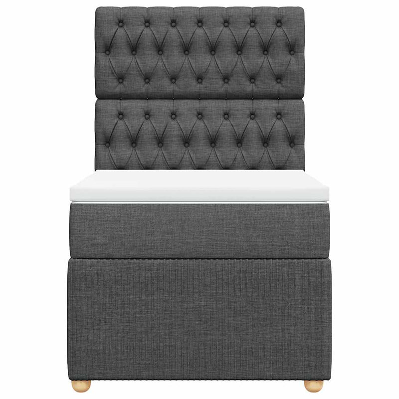 Pat box spring cu saltea, gri închis, 90x200 cm, textil