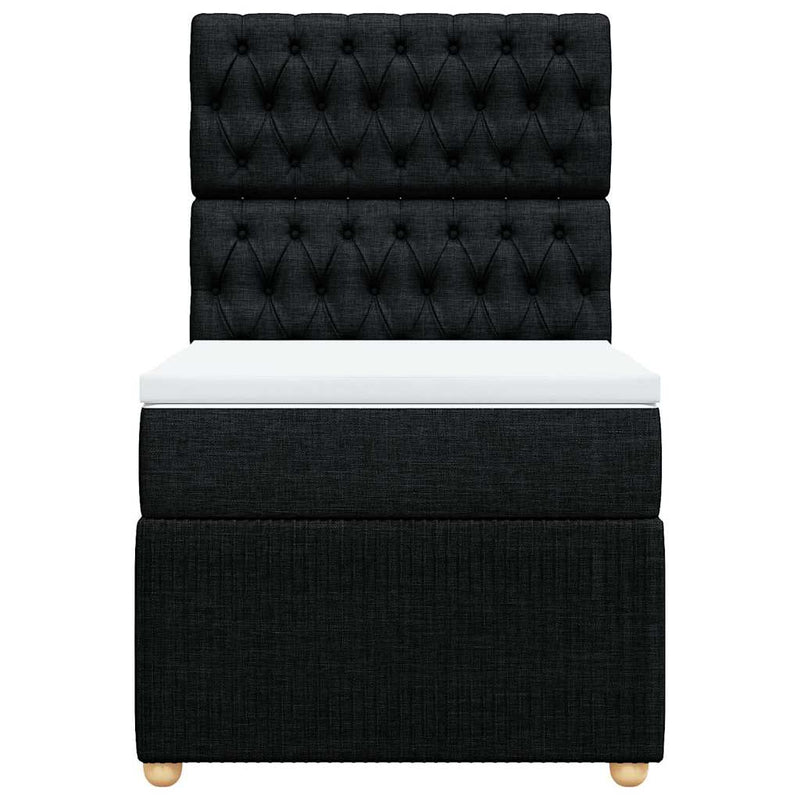 Pat box spring cu saltea, negru, 90x200 cm, textil