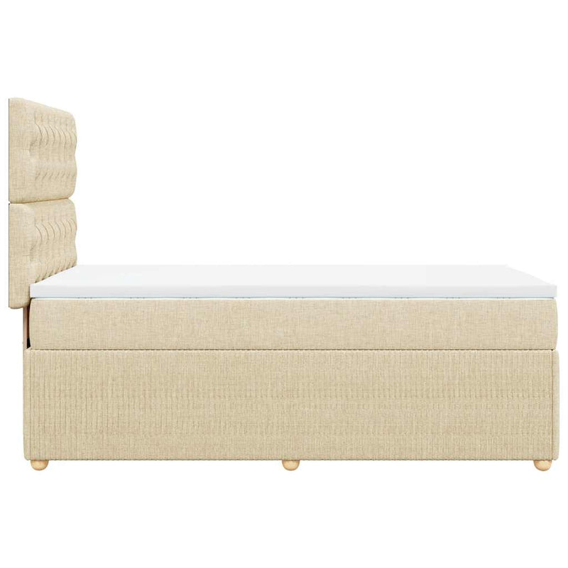 Pat box spring cu saltea, crem, 90x200 cm, textil