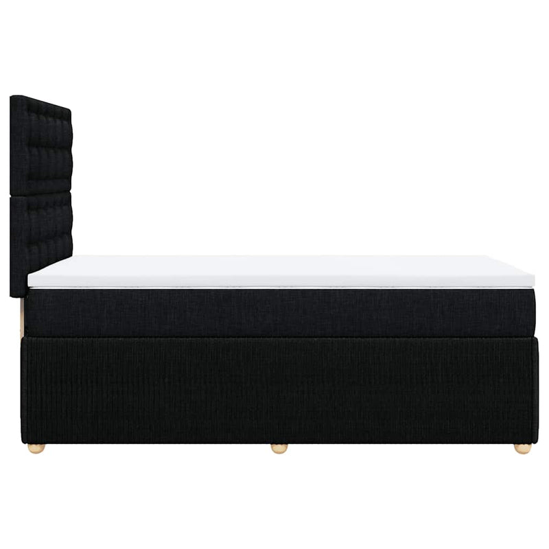 Pat box spring cu saltea, negru, 90x200 cm, textil