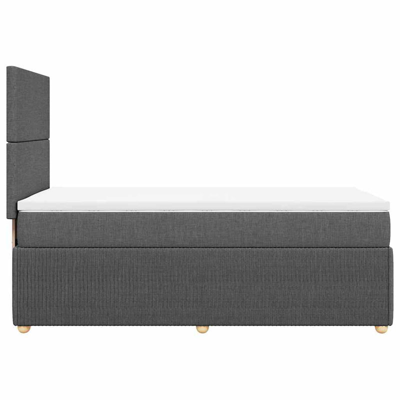 Pat box spring cu saltea, gri închis, 100x200 cm, textil