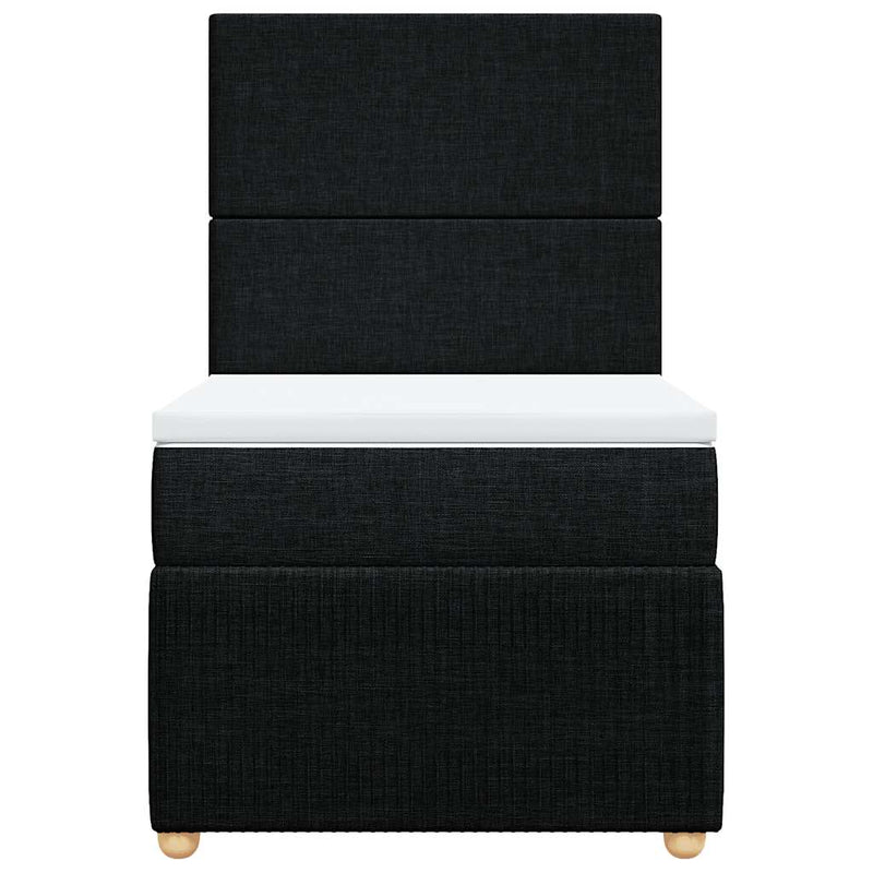Pat box spring cu saltea, negru, 100x200 cm, textil