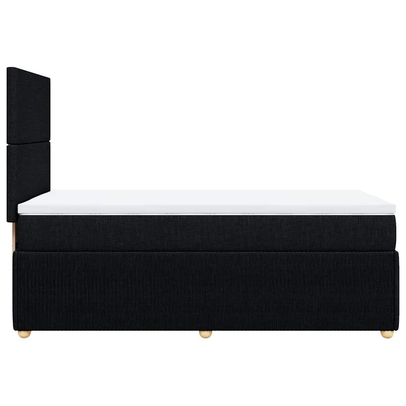 Pat box spring cu saltea, negru, 100x200 cm, textil
