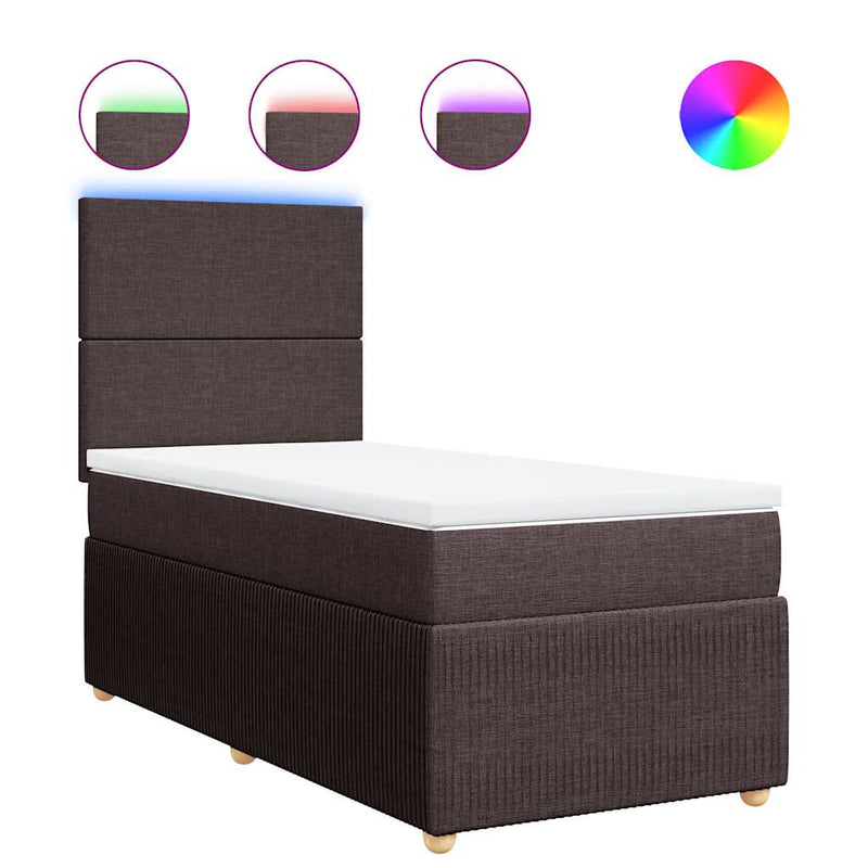 Pat box spring cu saltea, maro închis, 100x200 cm, textil
