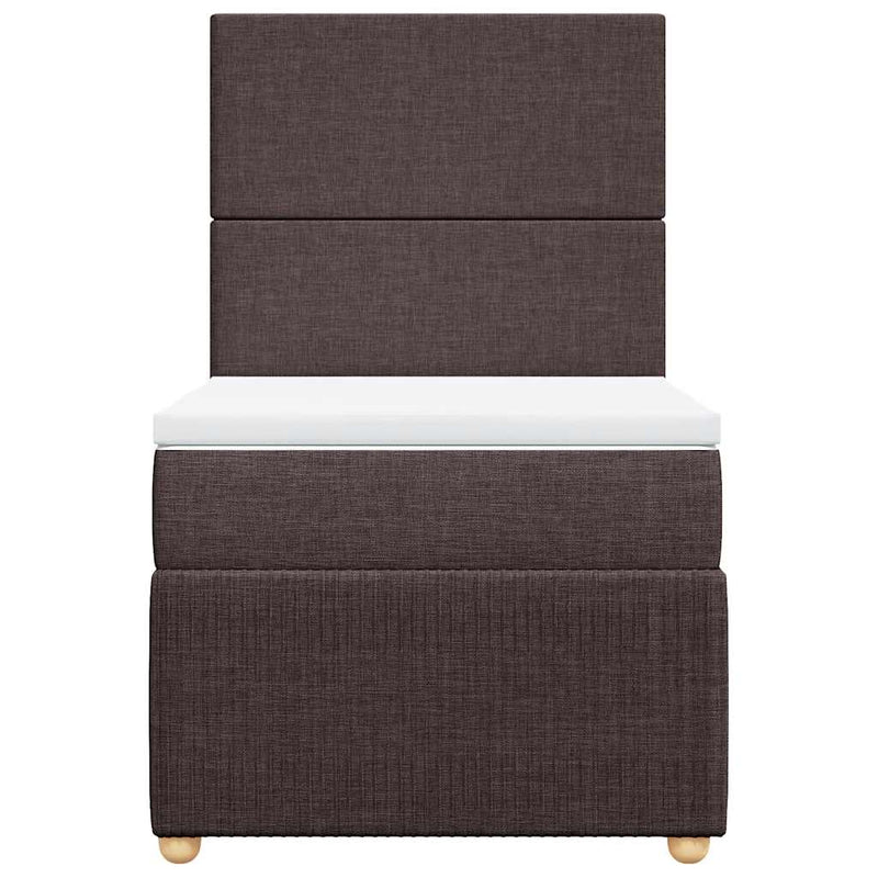 Pat box spring cu saltea, maro închis, 100x200 cm, textil