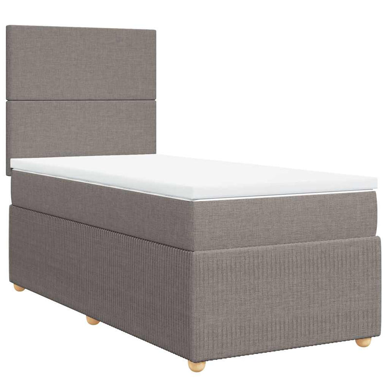 Pat box spring cu saltea, gri taupe, 100x200 cm, textil