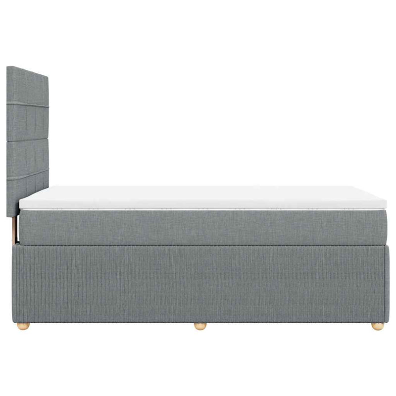 Pat box spring cu saltea, gri deschis, 100x200 cm, textil