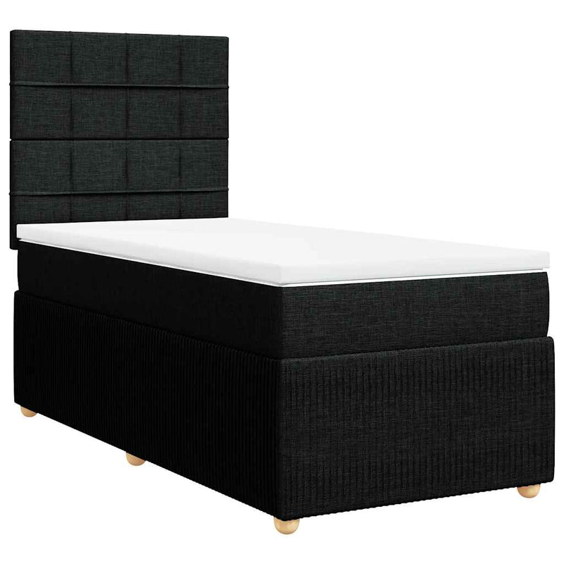 Pat box spring cu saltea, negru, 100x200 cm, textil