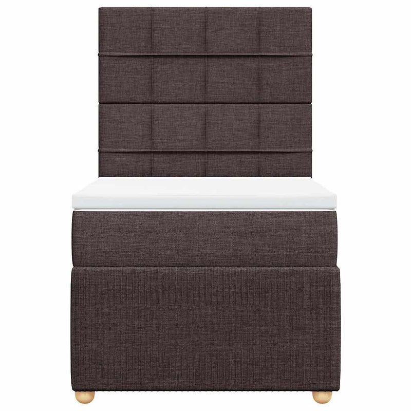 Pat box spring cu saltea, maro închis, 100x200 cm, textil
