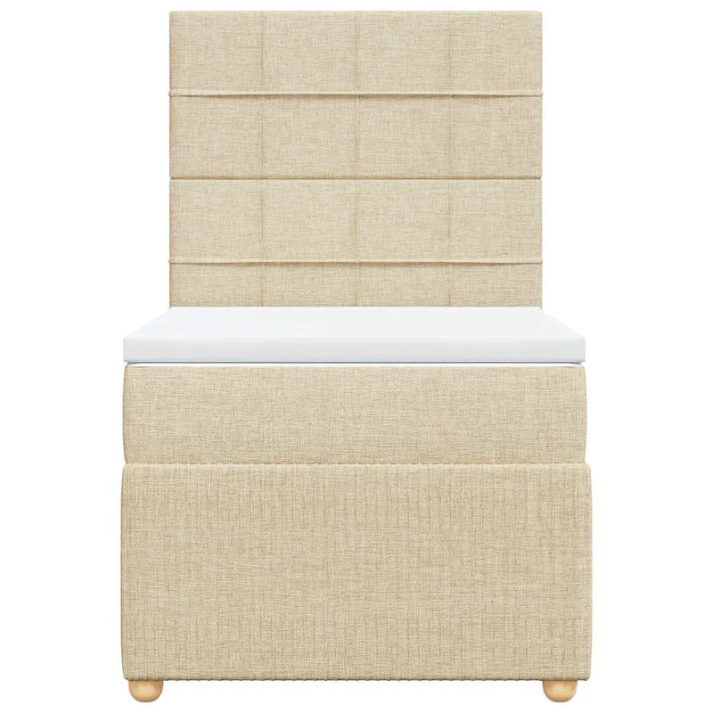 Pat box spring cu saltea, crem, 100x200 cm, textil