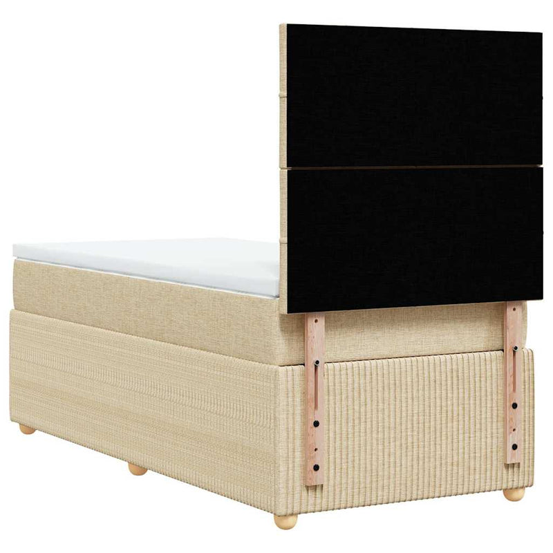 Pat box spring cu saltea, crem, 100x200 cm, textil