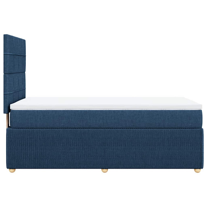 Pat box spring cu saltea, albastru, 100x200 cm, textil
