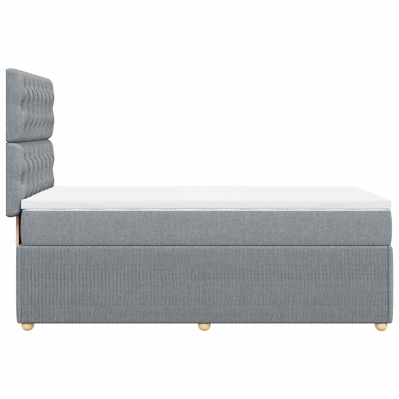 Pat box spring cu saltea, gri deschis, 100x200 cm, textil