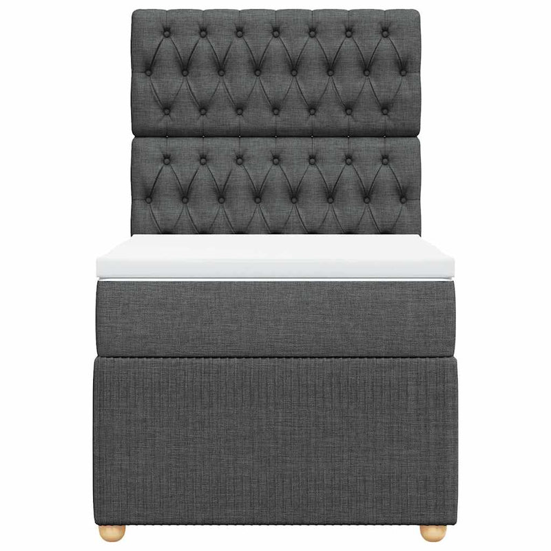 Pat box spring cu saltea, gri închis, 100x200 cm, textil