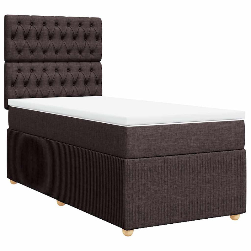 Pat box spring cu saltea, maro închis, 100x200 cm, textil