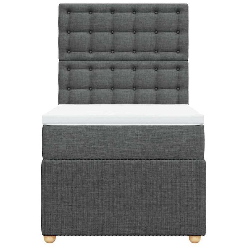 Pat box spring cu saltea, gri închis, 100x200 cm, textil