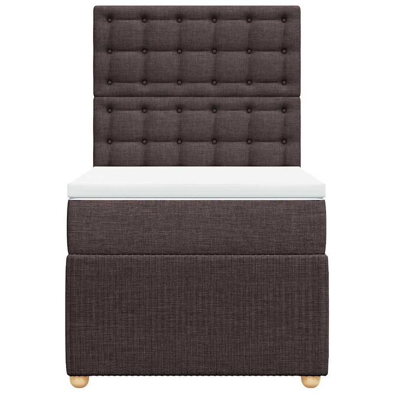 Pat box spring cu saltea, maro închis, 100x200 cm, textil
