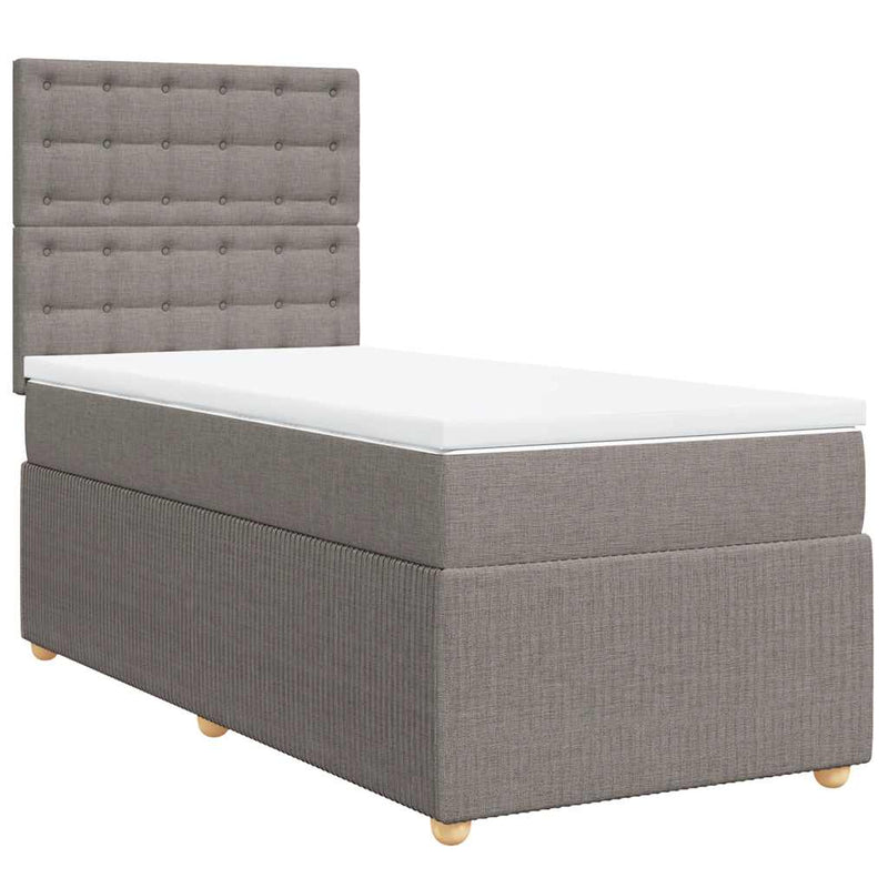 Pat box spring cu saltea, gri taupe, 100x200 cm, textil