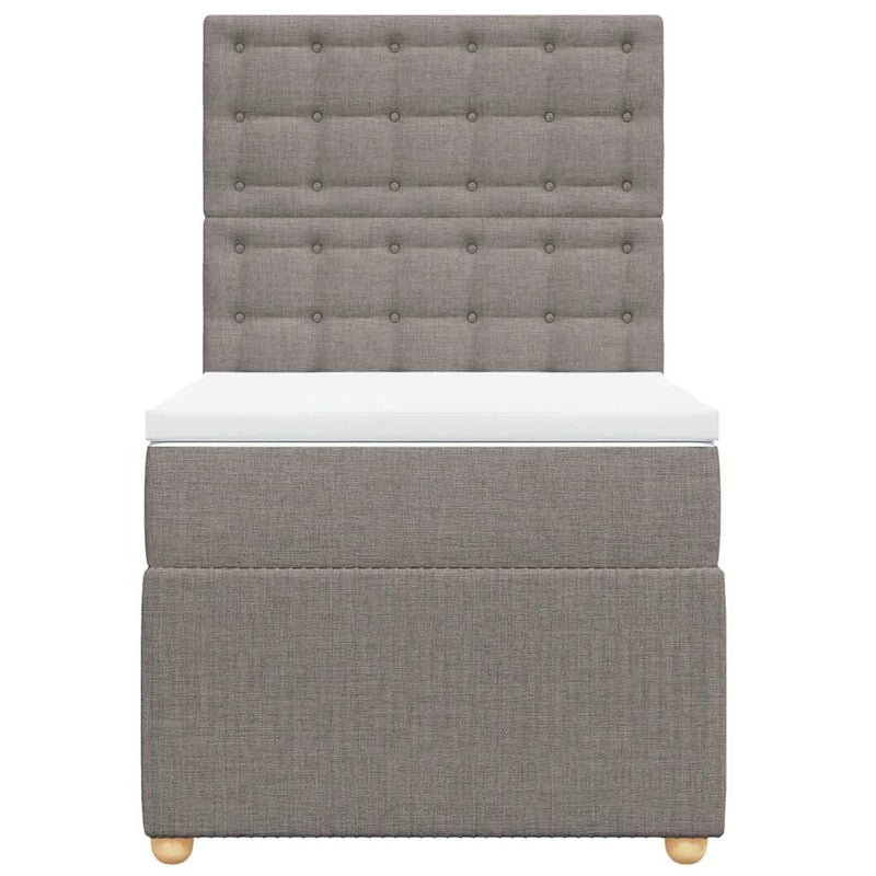 Pat box spring cu saltea, gri taupe, 100x200 cm, textil